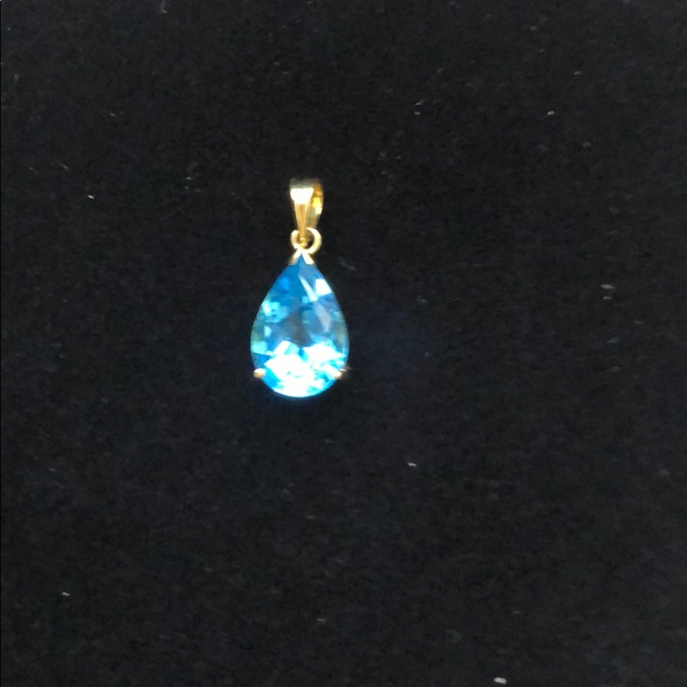 14K Blue topaz pendant